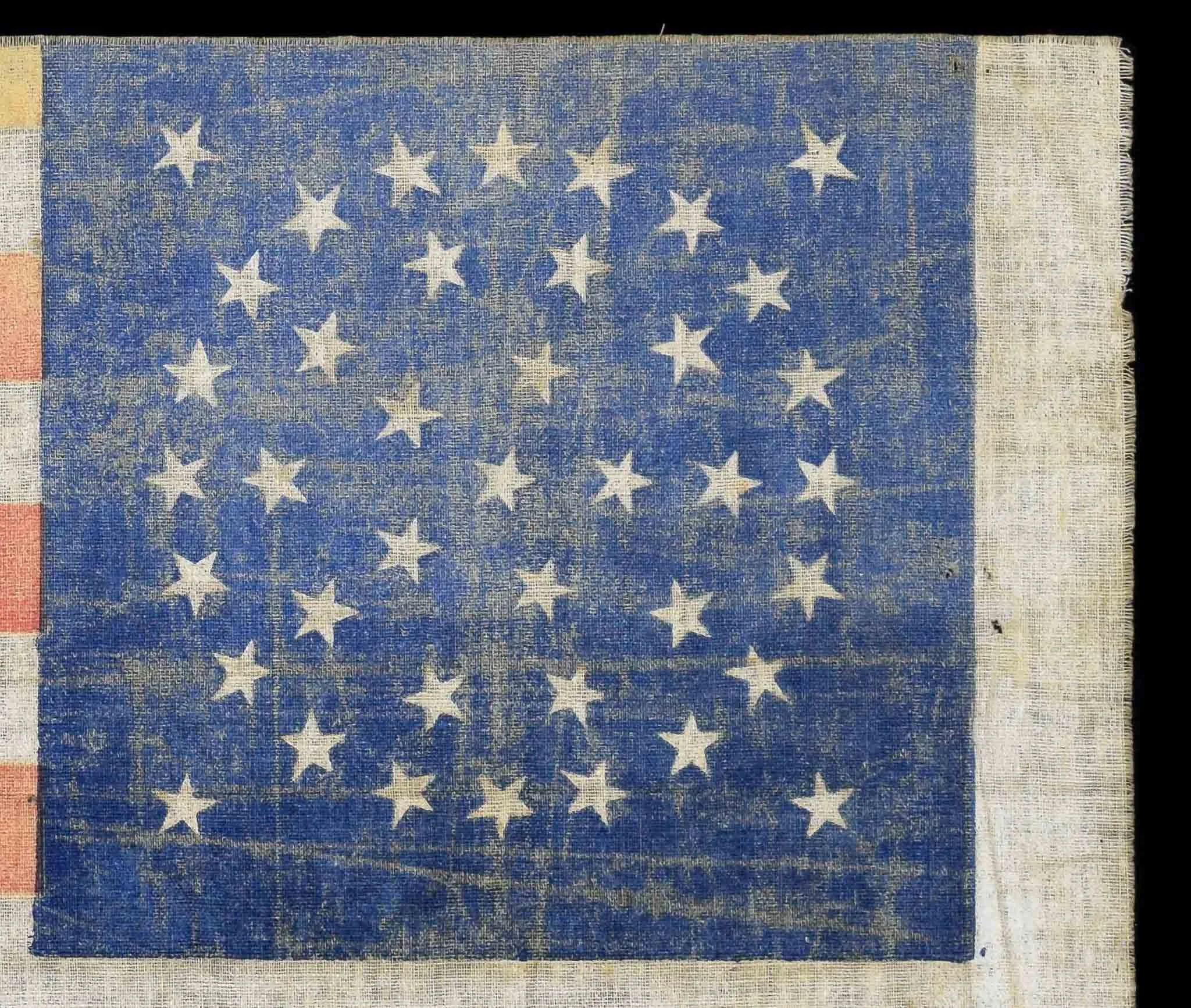 Highly Unusual 40 Star Antique Flag with a Medallion and Junior